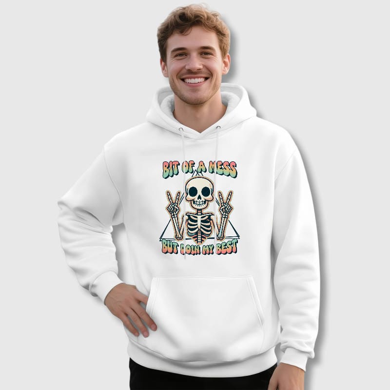 Funny Skeleton Quote Hoodie for Friend Daily Wear Gift