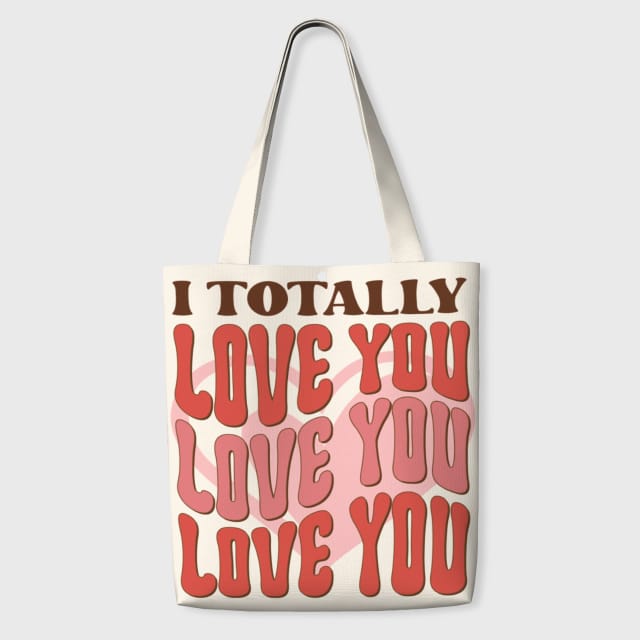 I Totally Love You Retro Canvas Tote Bag for Valentines Gift