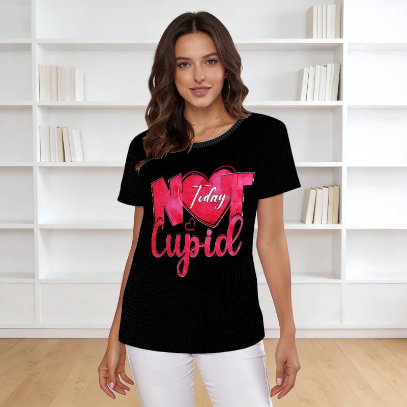 Funny Not Today Cupid T-Shirt for Women Valentine's Wear