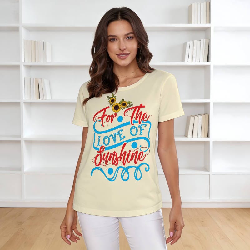 Sunflower Sunshine Quote Women's T-Shirt for Summer Casual Wear