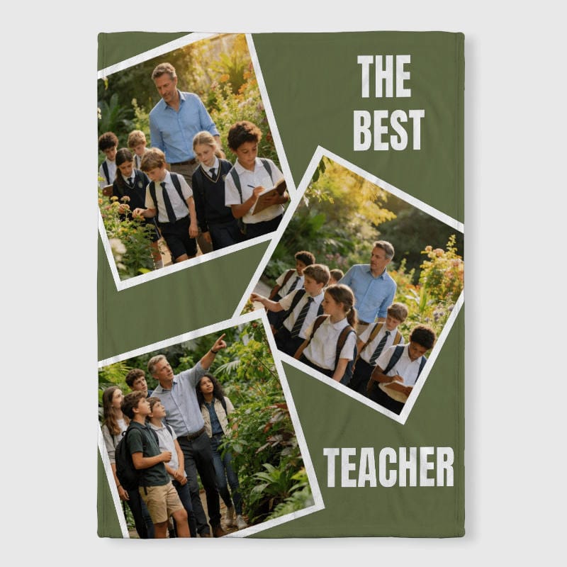 Custom 3-Photo Fleece Blanket for Teacher Gift - 1