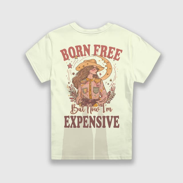 Born Free Cowgirl Quote Kids Tee for Birthday Daily Wear