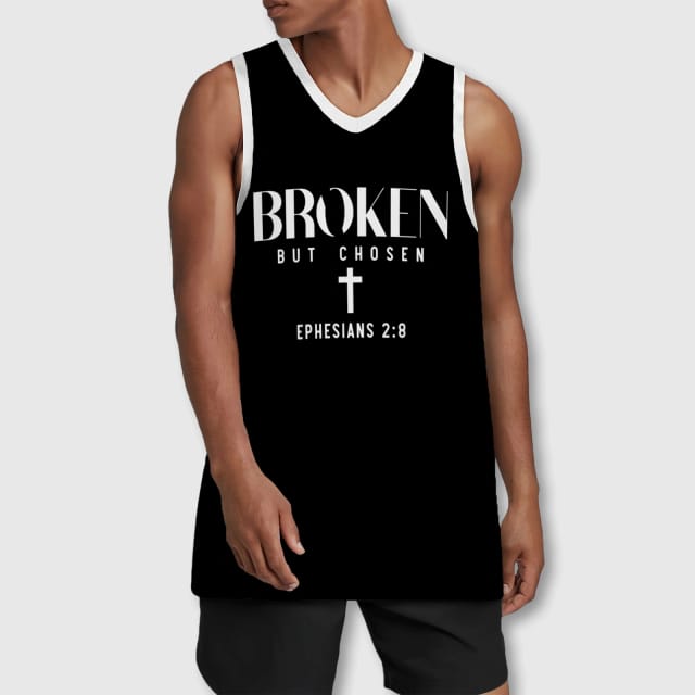 Broken But Chosen Christian Basketball Tank for Men Daily Use