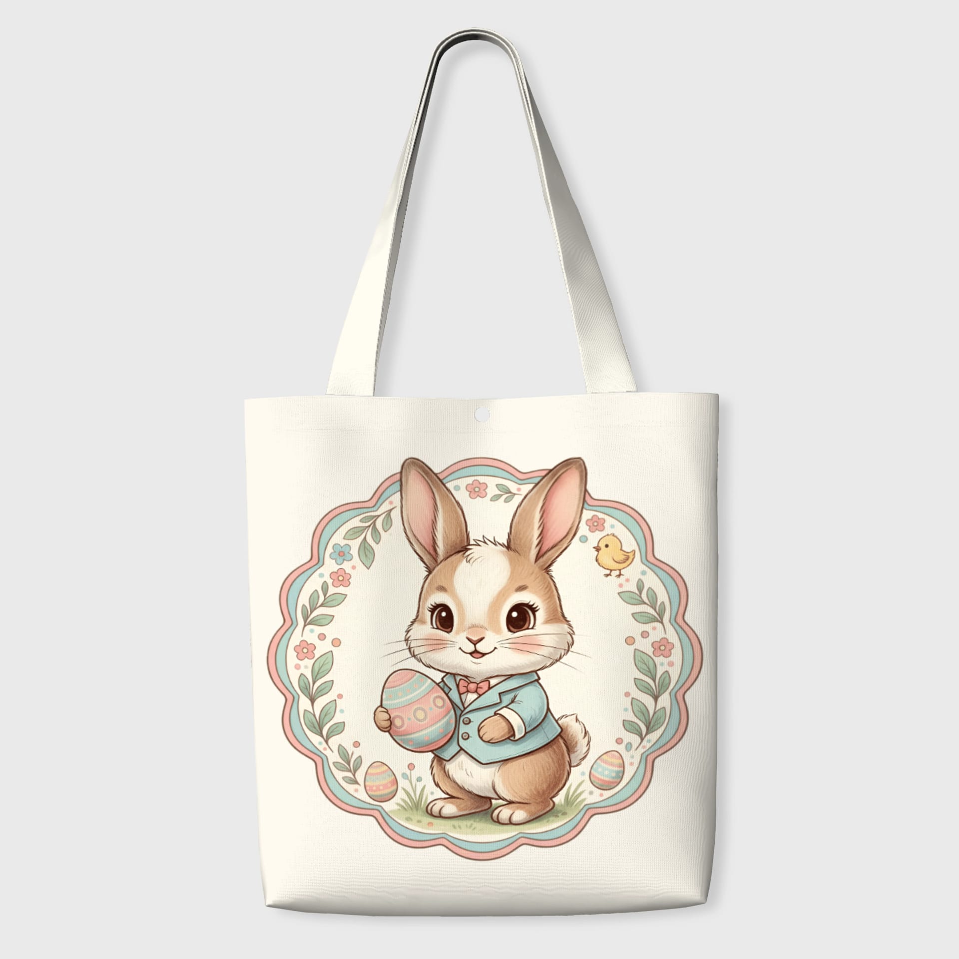 Easter Bunny Canvas Tote Bag for Rabbit Lovers Gift & Daily Use