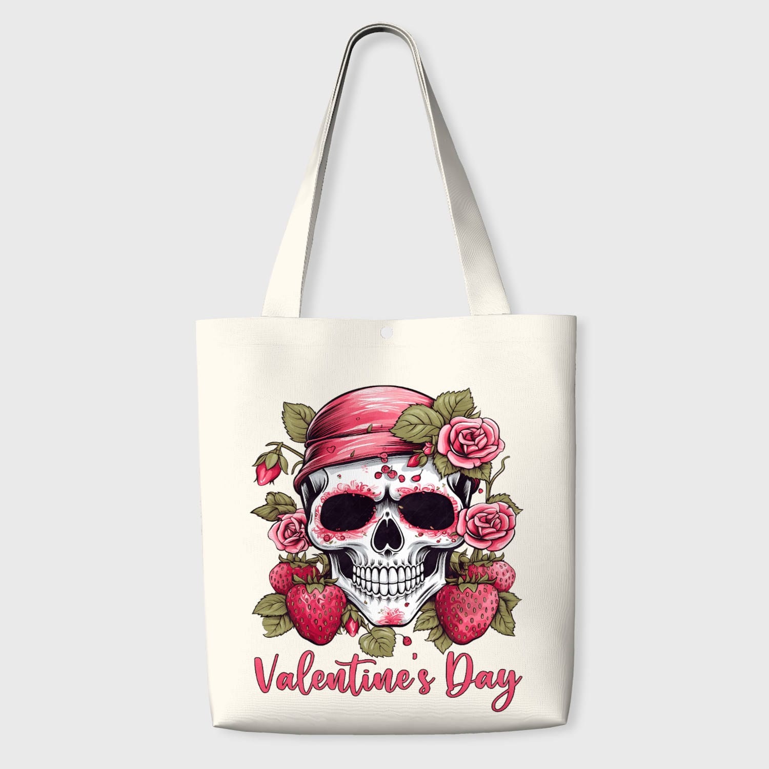 Sugar Skull Floral Tote Bag for Goth Valentine's Gift