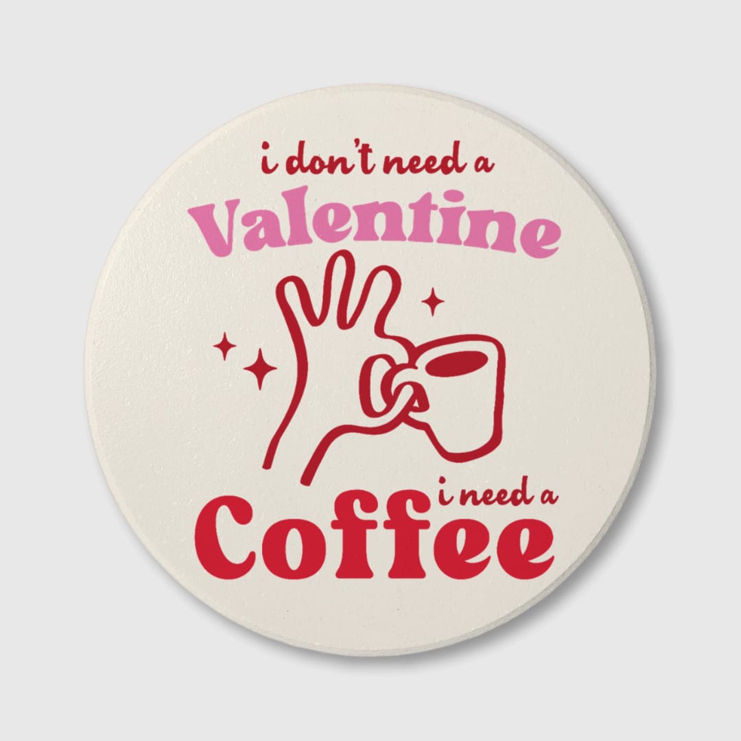 Retro Valentine Coffee Quote Ceramic Coaster for Coffee Lovers Gift - 1