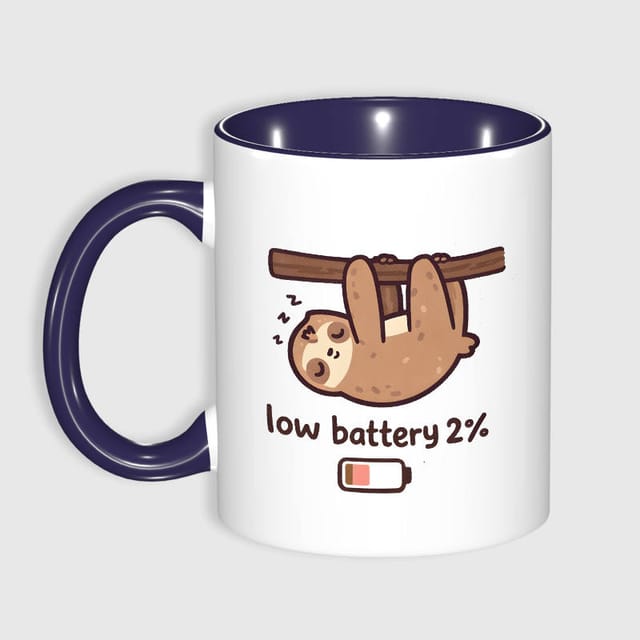 Funny Sloth Low Battery Mug for Sloth Lovers Gift