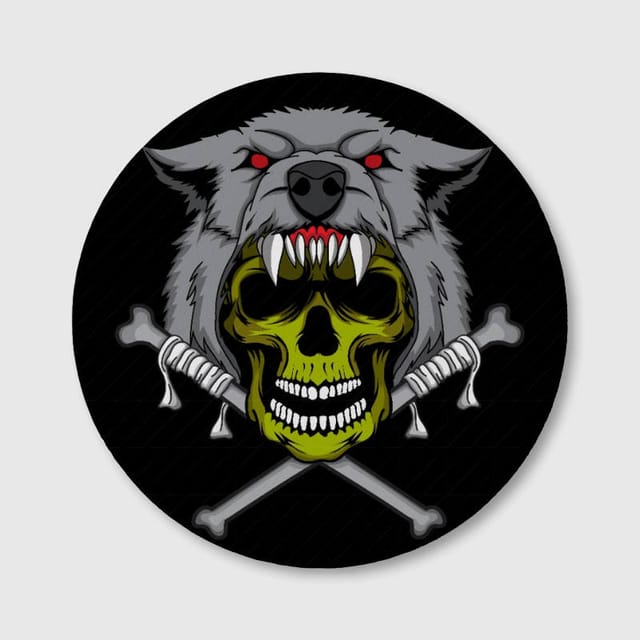 Wolf Skull Crossbones Ceramic Coaster for Halloween Gifts