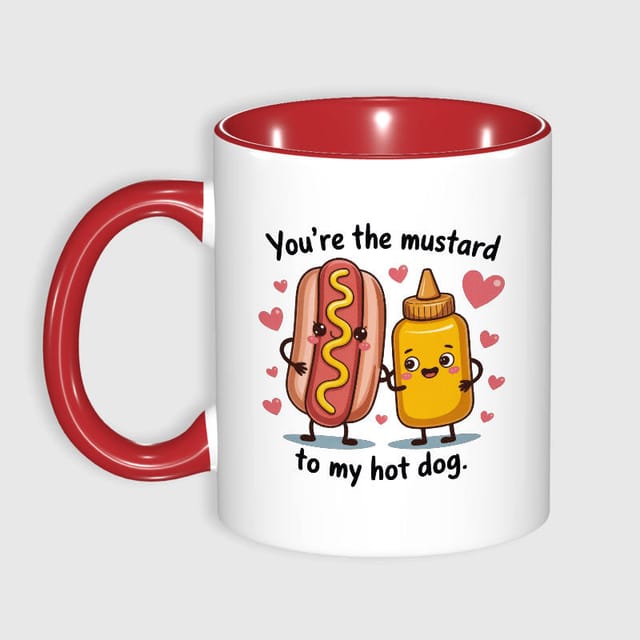 Funny Hot Dog Mustard Mug for Couples Valentine Gift