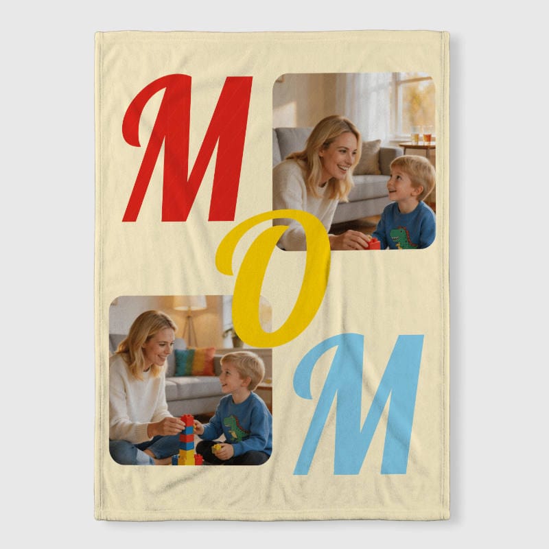 Custom Photo MOM Fleece Blanket for Mom Mother's Day Gift
