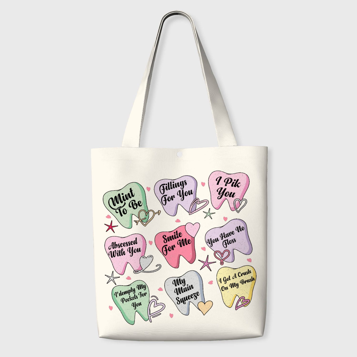Funny Dental Pun Canvas Tote Bag for Dentists Valentine Gift
