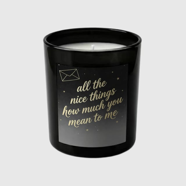 Heartfelt Quote Black Glass Candle for Partner Anniversary Gift
