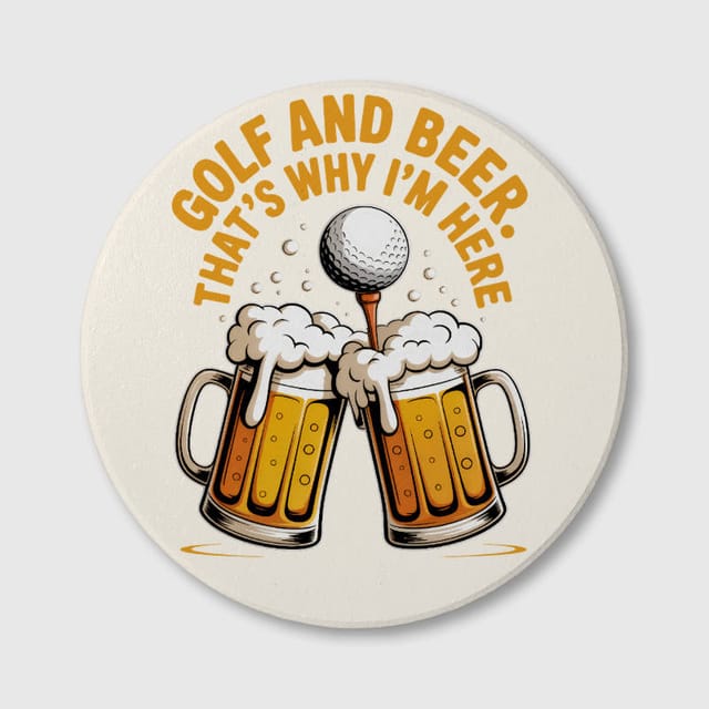 Golf & Beer Ceramic Coaster for Golfers Father's Day Gift