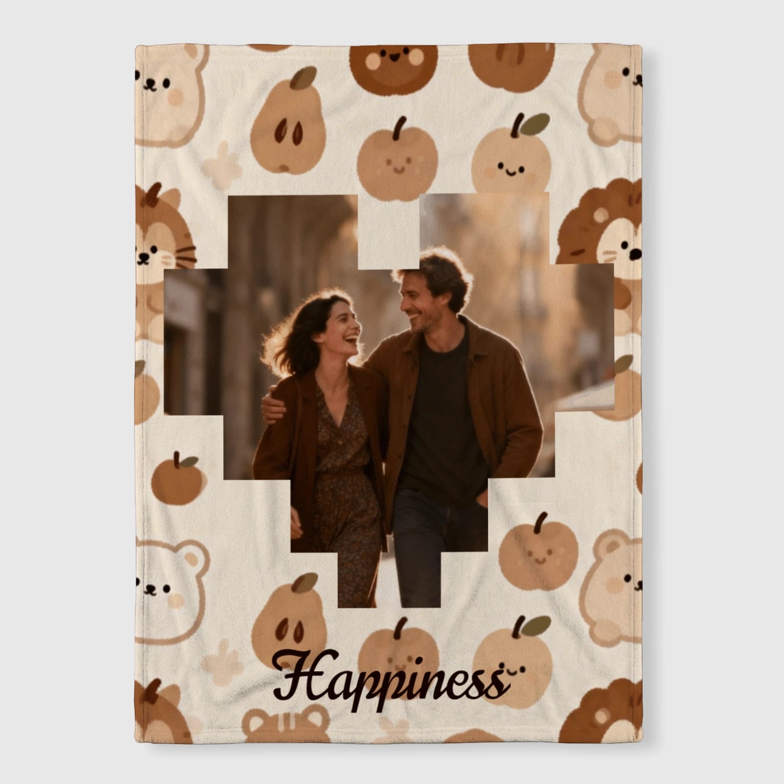 Custom Photo Heart Throw Blanket for Couples Anniversary Gift