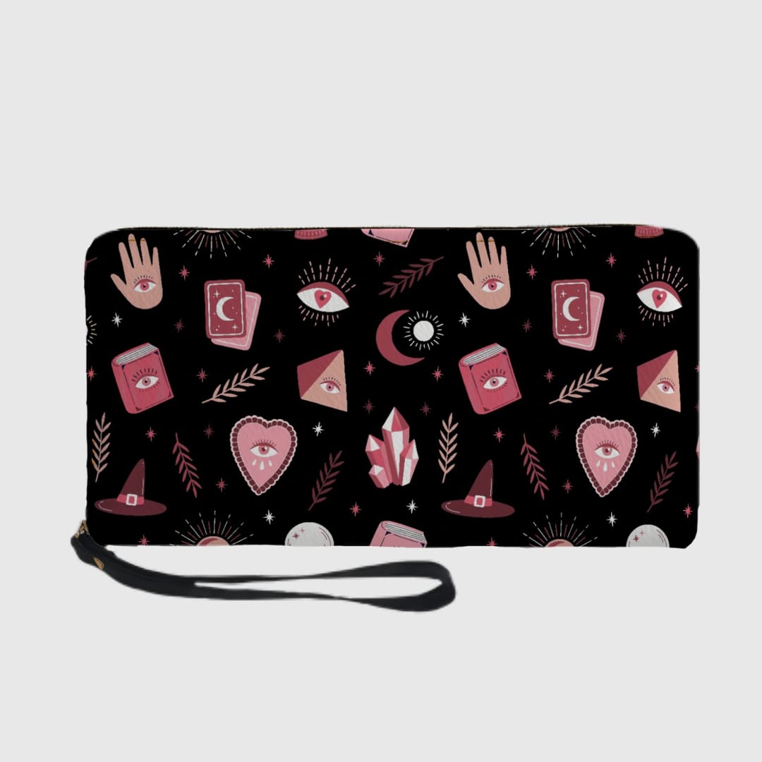 Personalized Zip Wallet with Wrist Strap PU Leather Long Wallet - 1