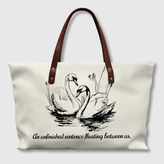 Romantic Swan Print Tote Bag for Couples Anniversary Gift