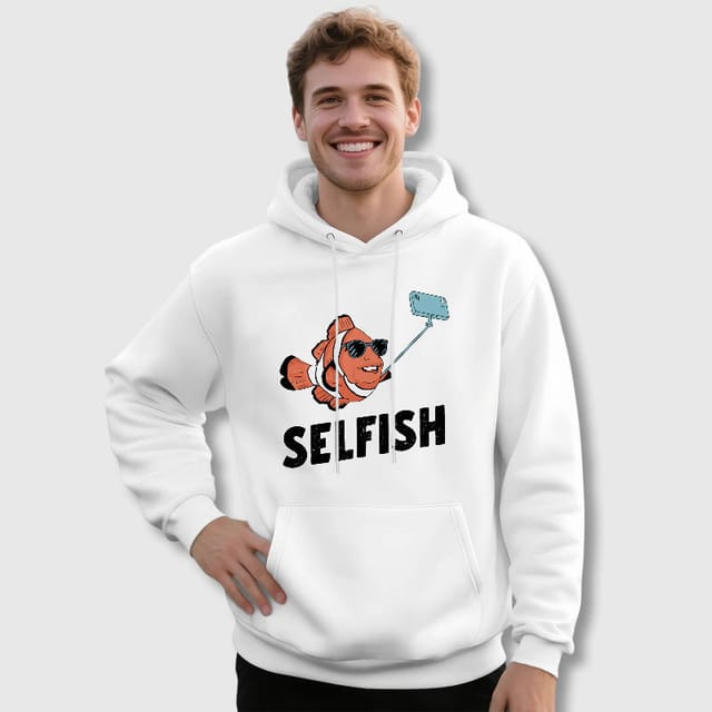 Funny Selfish Clownfish Selfie Hoodie for Men Casual Gift