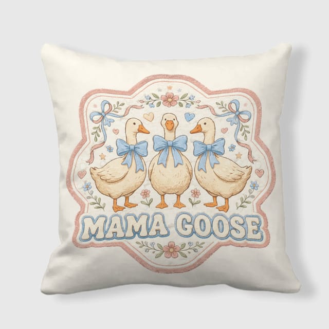 Cute Mama Goose Throw Pillow for Mom Mother's Day Gift