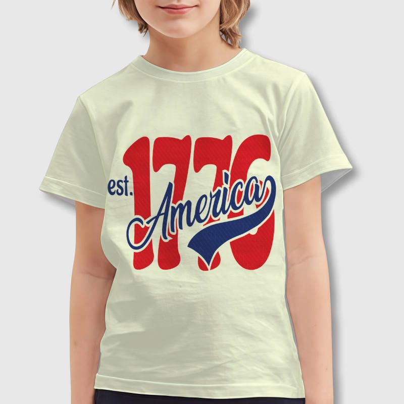 Patriotic 1776 America Kids T-Shirt for 4th of July Gift