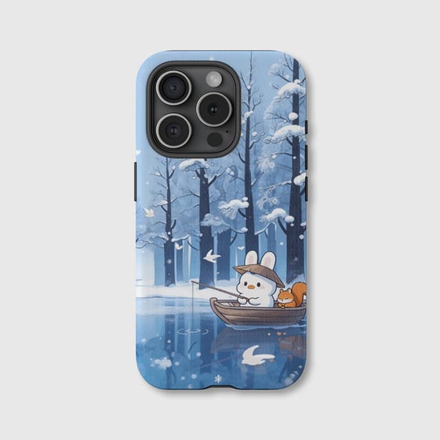 Cute Winter Bunny Squirrel Phone Case for Animal Lover Gift