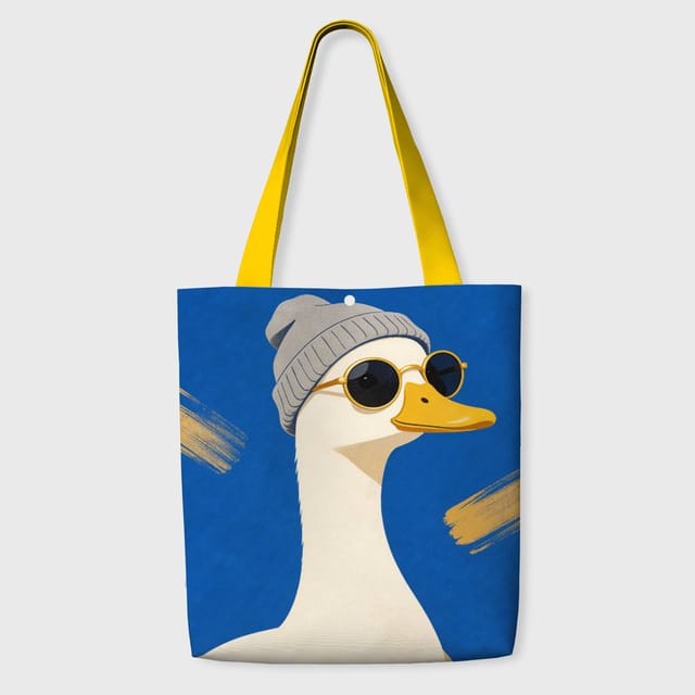 Cool Retro Duck Tote Bag for Duck Lovers Daily Use Gift