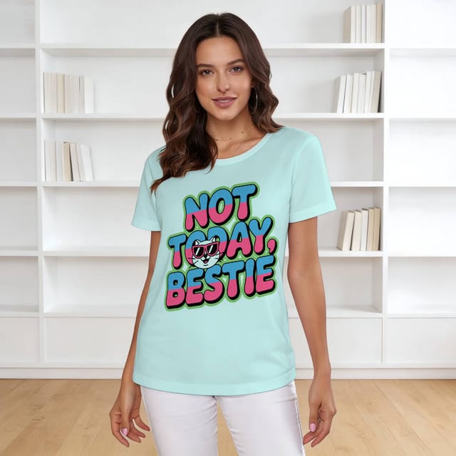 Funny Cat Bestie Quote Women's T-Shirt for Friend Gift Daily Wear