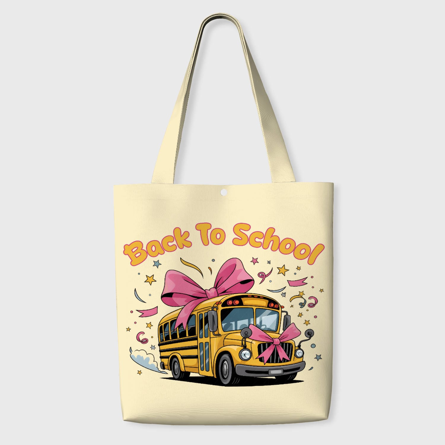 Pink Bow School Bus Tote Bag for Students Back to School