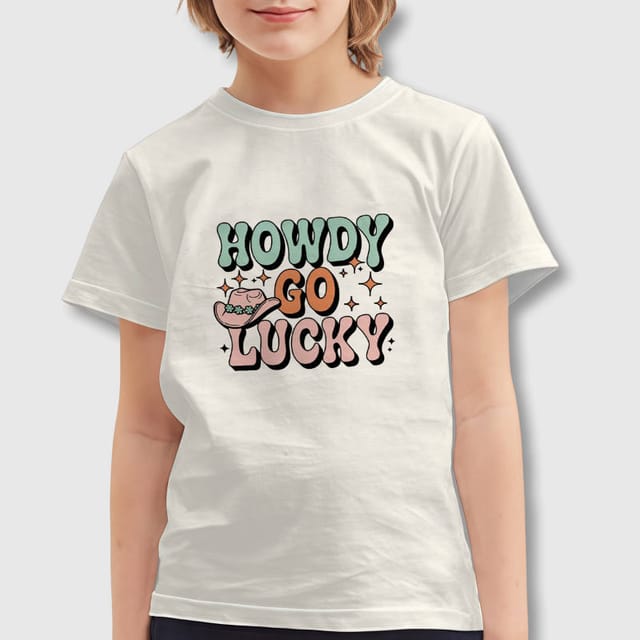 Howdy Go Lucky Retro Kids T-Shirt for Kids Casual Daily Wear