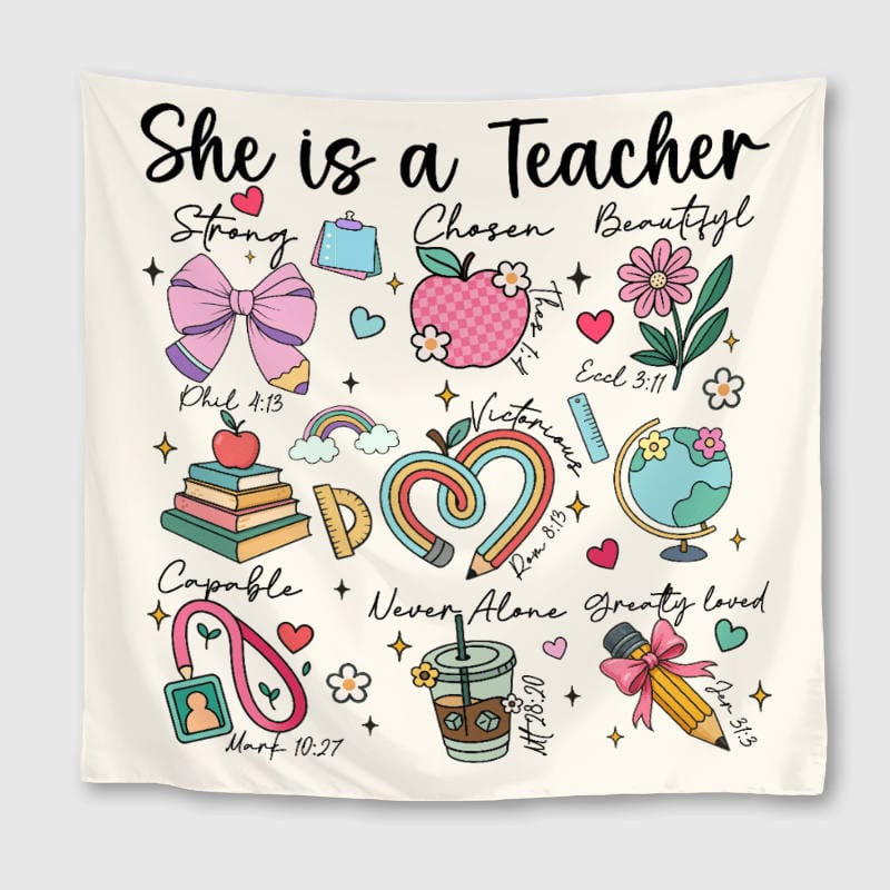 Christian Teacher Quote Square Towel for Female Teacher Gifts
