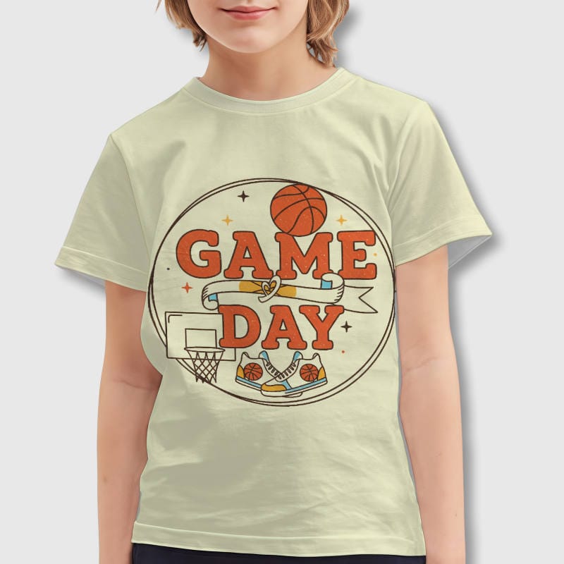 Game Day Basketball Graphic Kids Tee for Young Basketball Fans