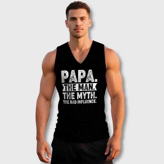 Funny Papa Quote V-Neck Tank Top for Dads Father's Day Gift