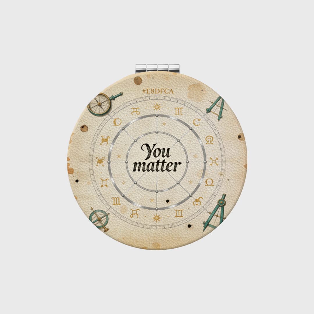 Custom Portable Pocket Makeup Mirror – Personalized PU Compact Mirror (Round) - 1