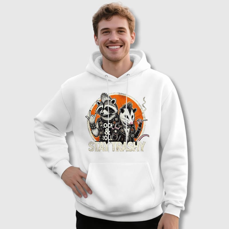 Funny Punk Raccoon Opossum Hoodie for Rock Fans