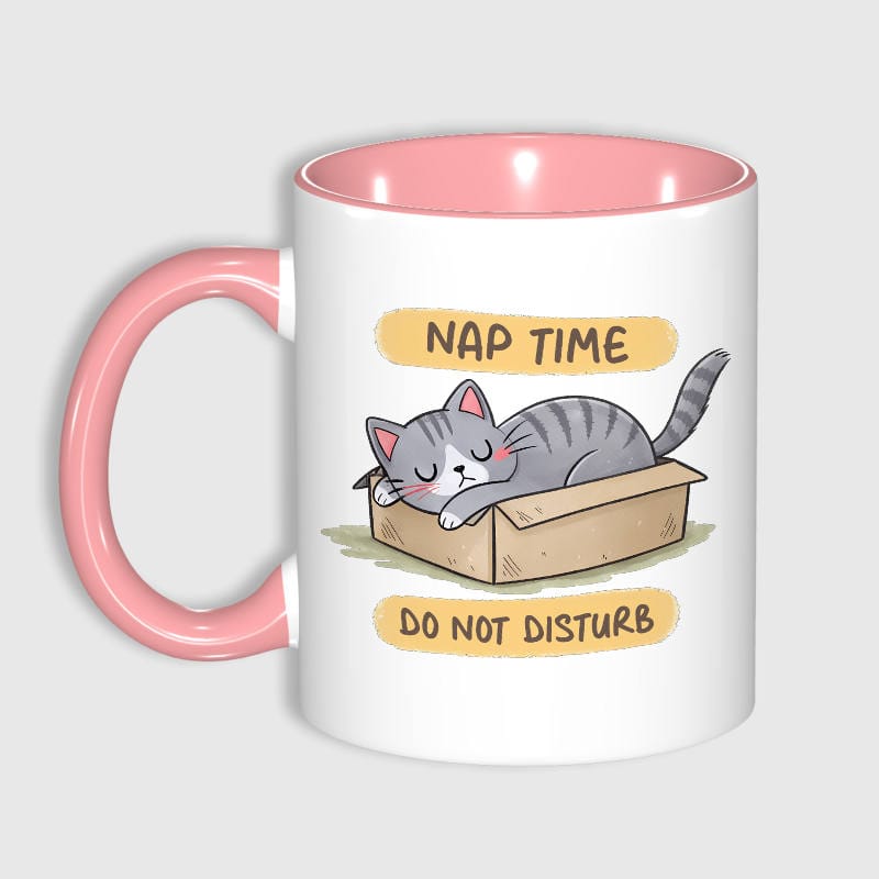 Nap Time Cat 11oz Pink Mug for Cat Lovers Birthday Gift