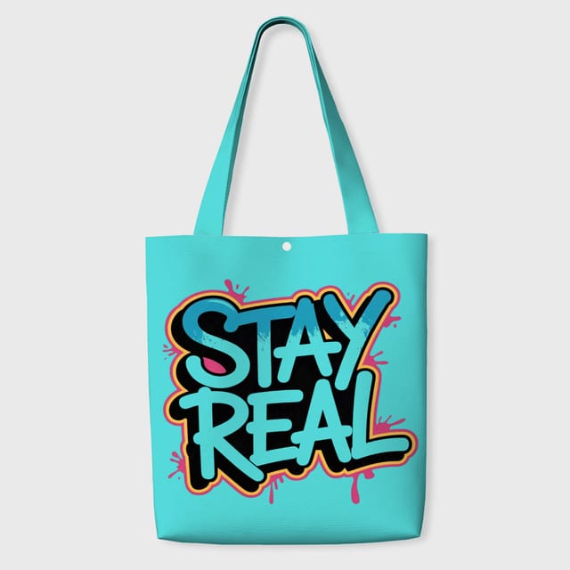 Stay Real Graffiti Tote Bag for Teens Daily School Shopping