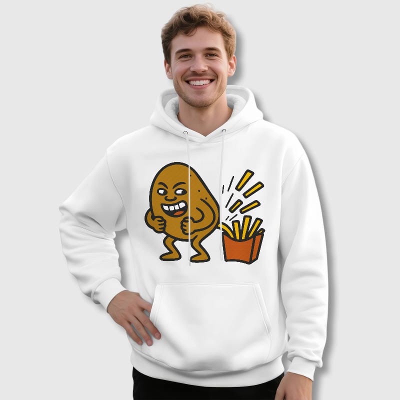 Funny Potato Fries Graphic Hoodie for Food Lovers Daily Wear