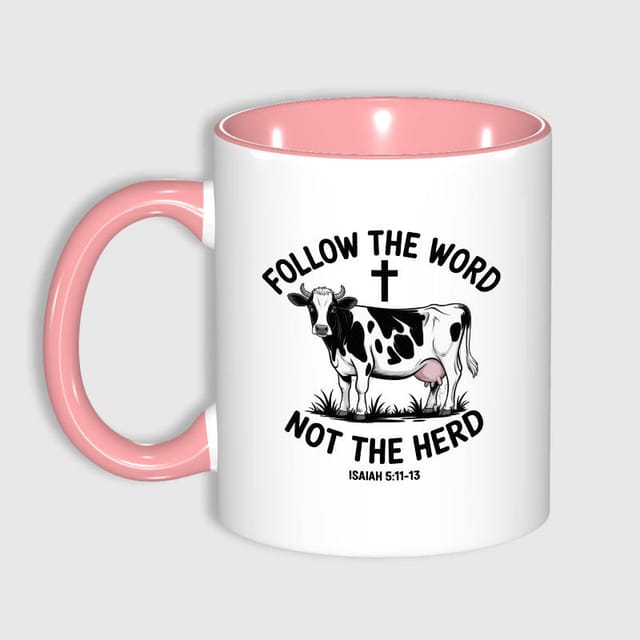 Christian Cow Quote 11oz Pink Mug Gift For Farm Lovers