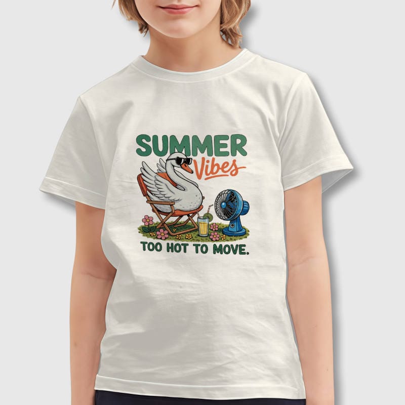Funny Summer Swan Kids T-Shirt for Boys Girls Daily Wear