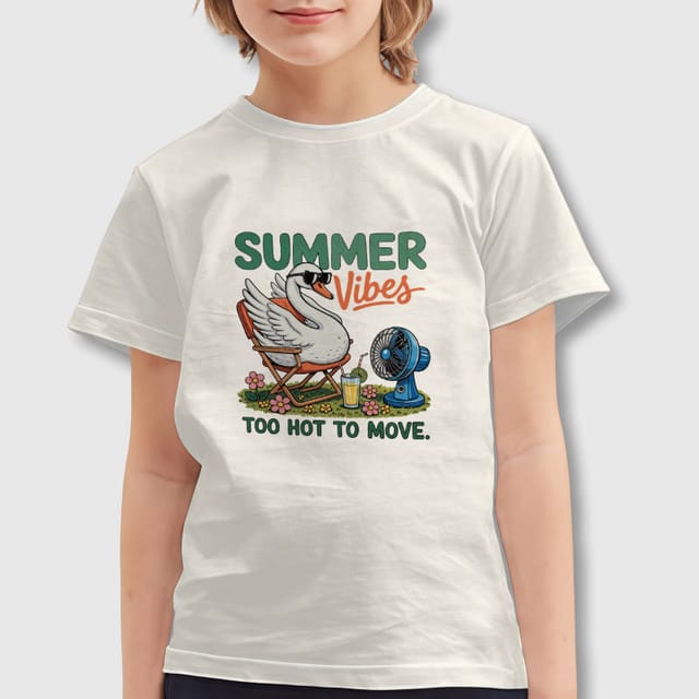Funny Summer Swan Kids T-Shirt for Boys Girls Daily Wear