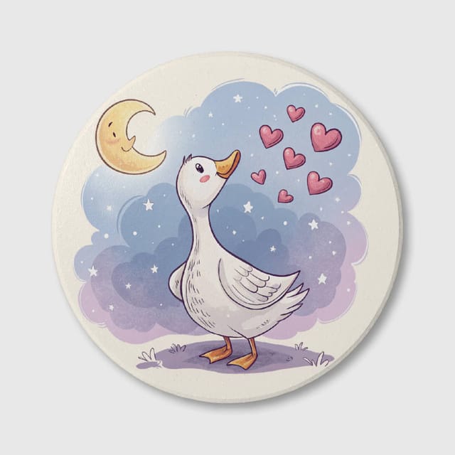 Cute Goose Heart Ceramic Coaster for Animal Lovers Valentine Gift