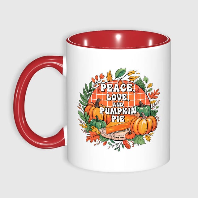 11oz Peace Love Pumpkin Pie Mug Thanksgiving Gift