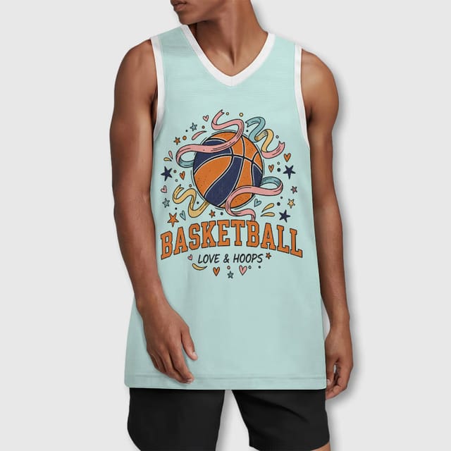Retro Love & Hoops Basketball Jersey for Men Casual Wear