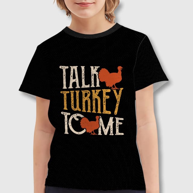 Funny Talk Turkey Kids T-Shirt for Thanksgiving Gifts