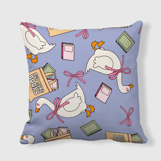 Coquette Goose Book Lover Throw Pillow for Home Decor Gifts