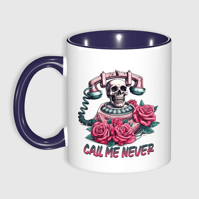 Call Me Never Skull Floral Mug for Anti Vday Gift
