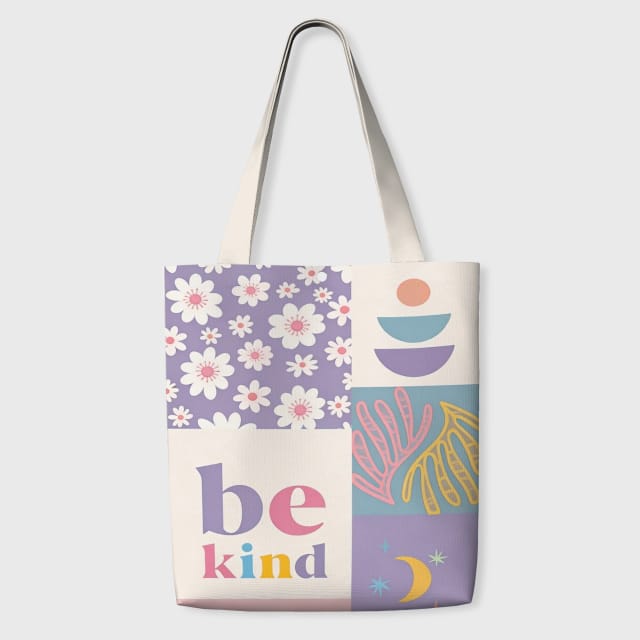 Be Kind Boho Floral Tote Bag for Daily Use & Gifting