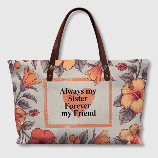 Vintage Floral Quote Tote Bag for Sister Friend Daily Gift