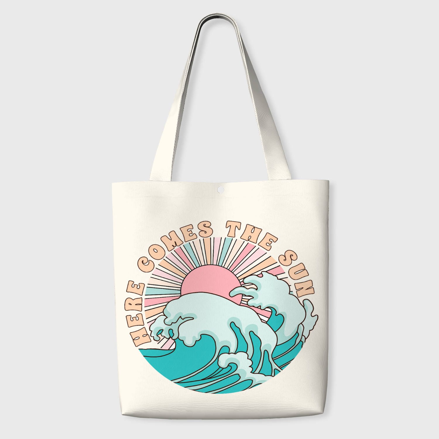 Retro Ocean Sun Tote Bag for Summer Lovers Daily Gifting