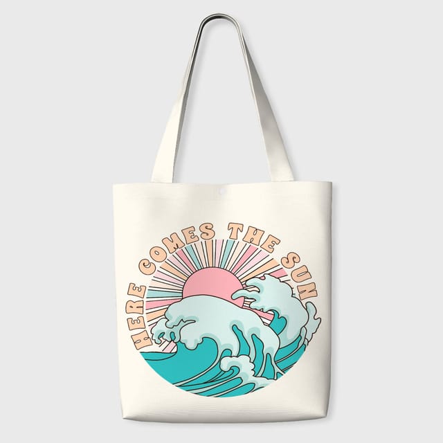 Retro Ocean Sun Tote Bag for Summer Lovers Daily Gifting