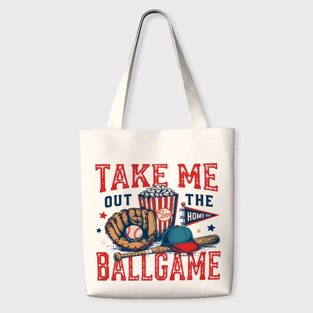 Retro Baseball Print Tote Bag for Sports Fans Game Day Use